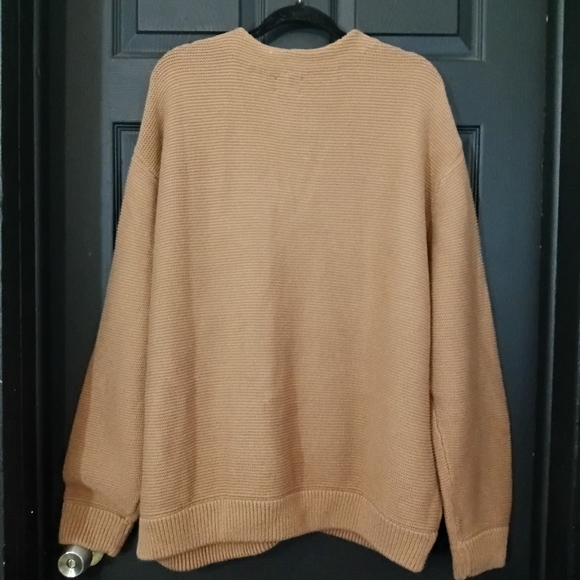 Lands' End Men's XL Warm Tawny Brown LS Vertical Stripe Cotton Blend Cardigan - Picture 13 of 16